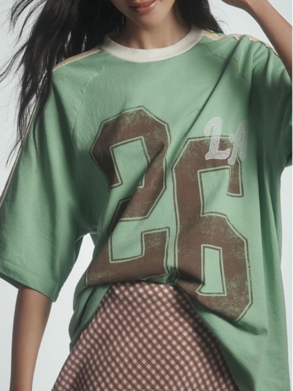 Anthropologie Mint Green '26' Graphic Short Sleeve Tee